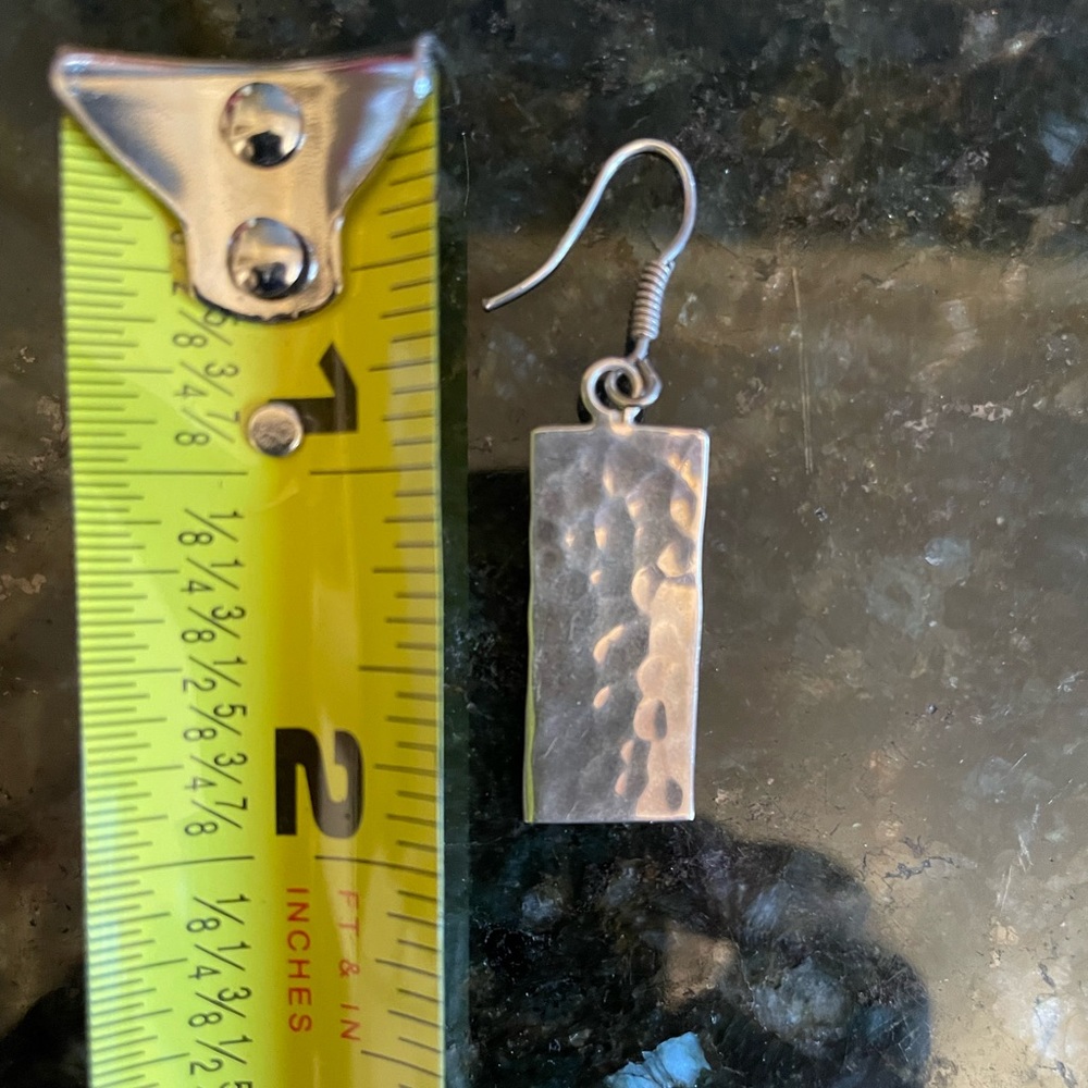 Sterling Silver Rectangle Dangle Earrings - image 3